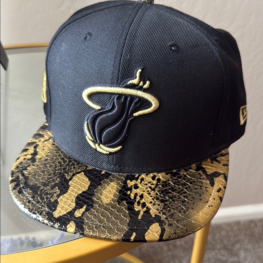 New Era Black and Gold Miami Heat Cap